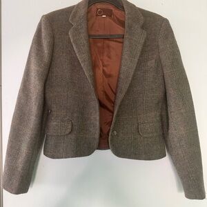 Vintage 1970s Women's Brown Tweed Blazer Jacket